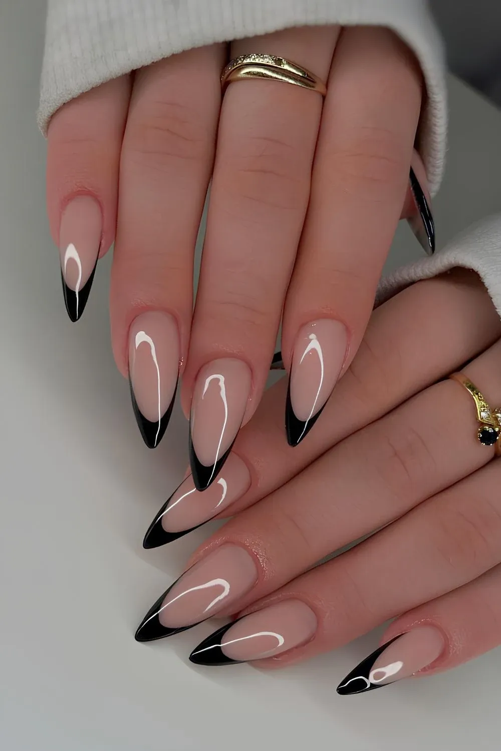 black and white French tips