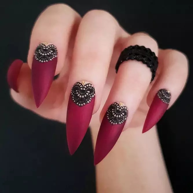red acrylic nail art