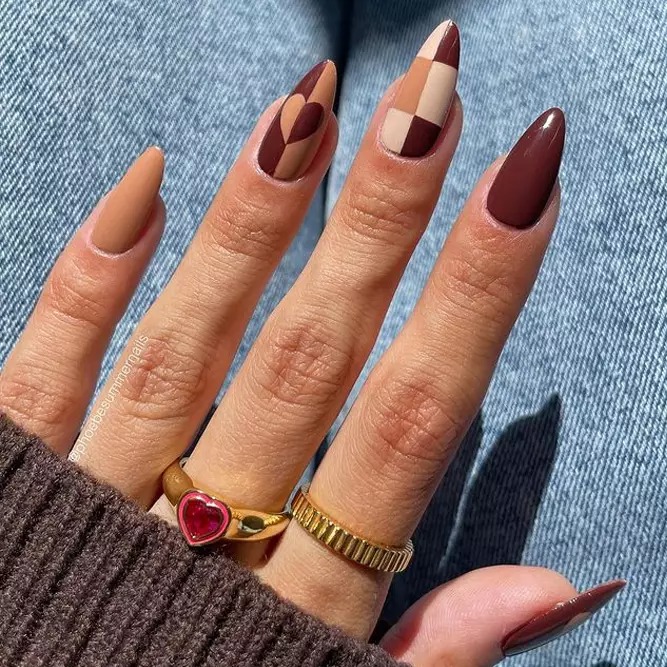 autumn motif acrylic nails