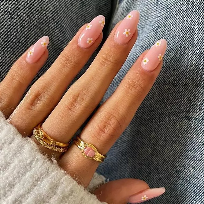 Floral acrylic nails