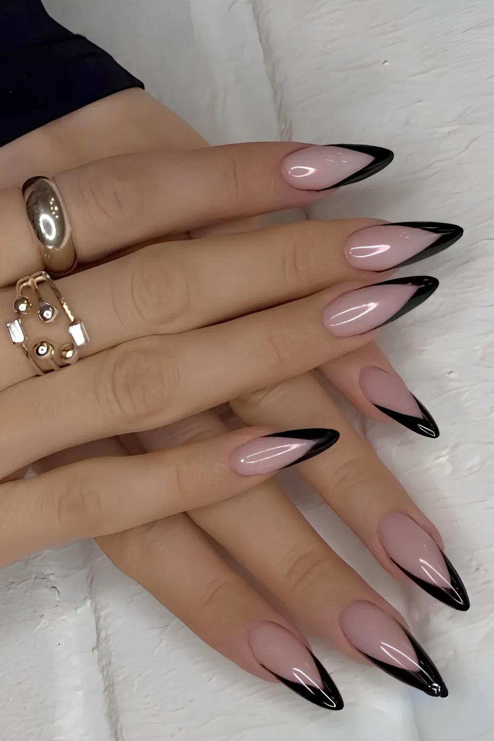 pointed black French tips