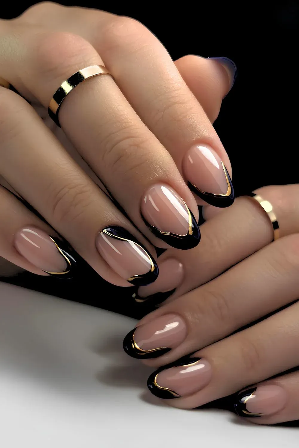 black french tip nails 