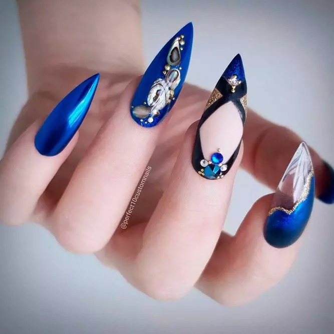 rhinestone acrylic nails