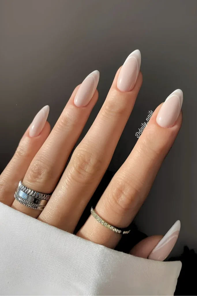 white french tip nail design 2025 square nails style
