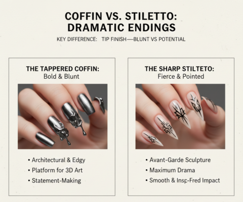 Coffin vs stiletto nail designs