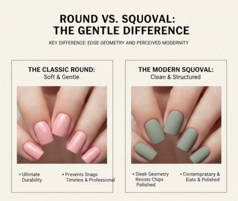 Round vs squoval nail designs