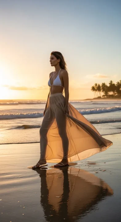 Sheer Maxi Skirt with Bikini Top Summer Outfits 2026