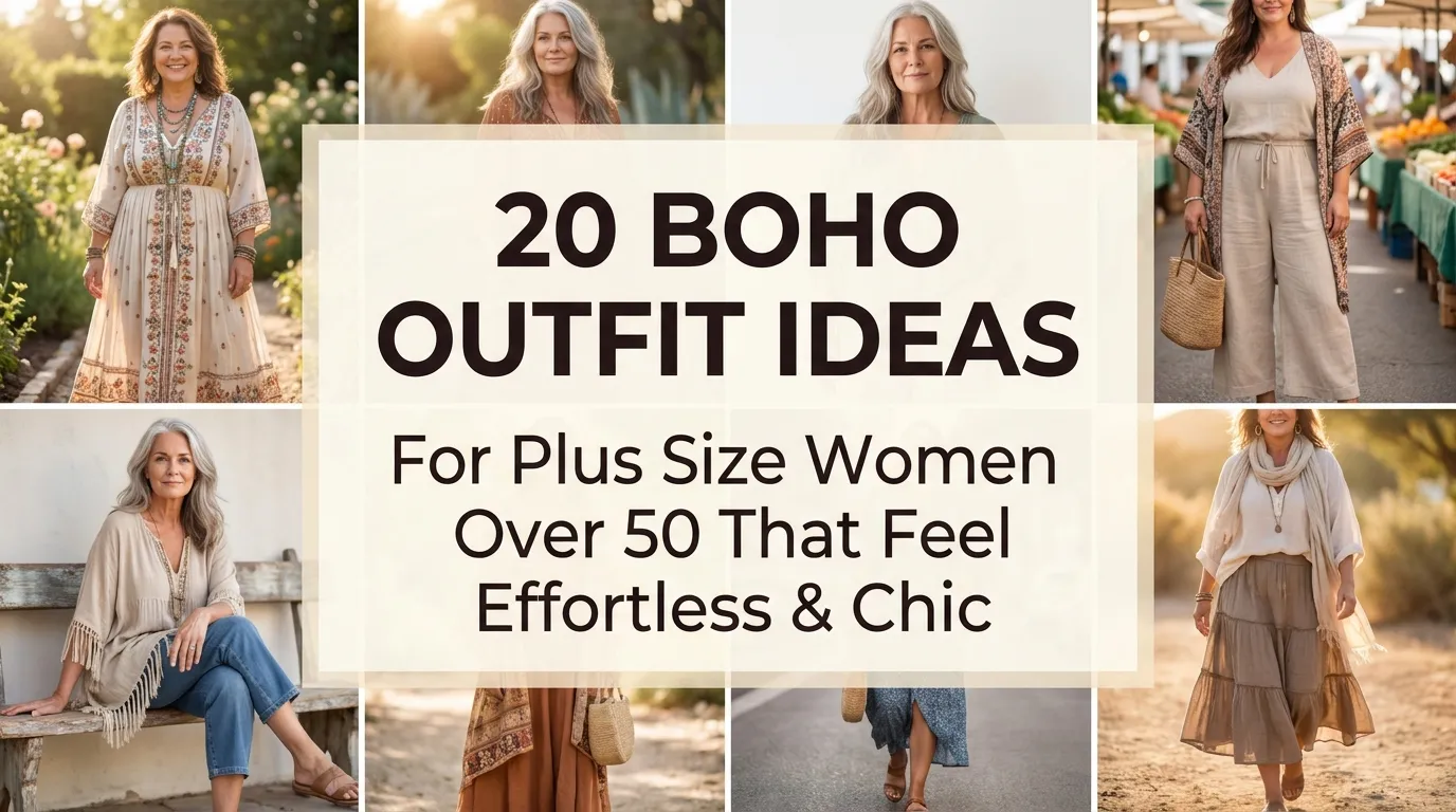 Boho outfit ideas for plus size women over 50