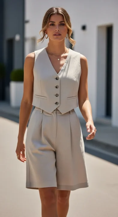 MATCHING LINEN VEST SET