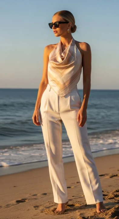 Silk Scarf Top Outfit