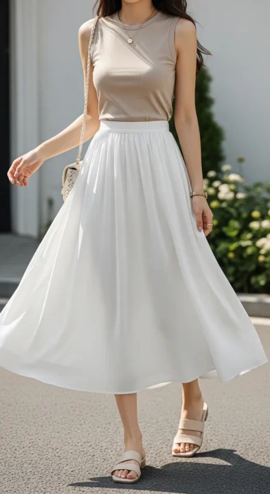 White Midi Skirt Fit