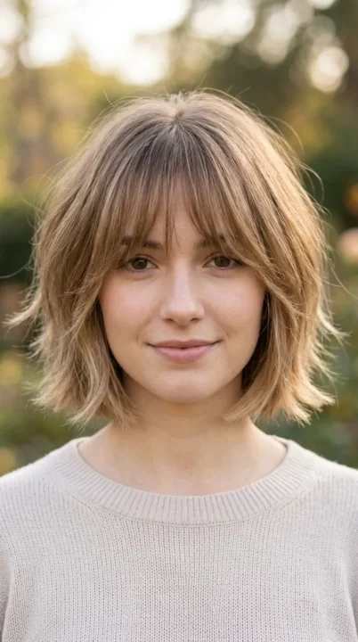 SOFT LAYERED BOB AND WISPY BANGS