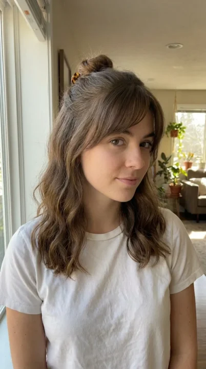 Side Bang Half-Up Style
