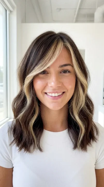 Side Bang with Face Framing Color