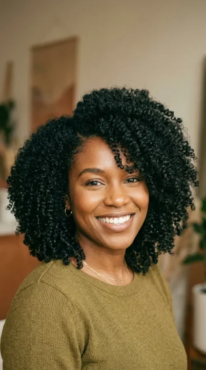 Side Part Springy Curly Lob Afro