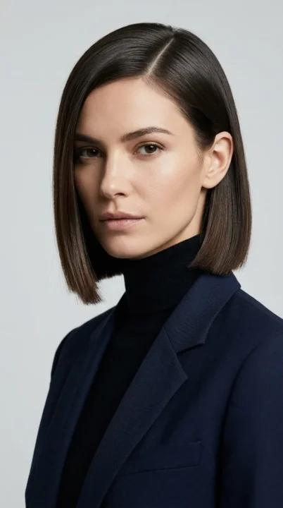 Sleek Side Part And Blunt Chin Bob