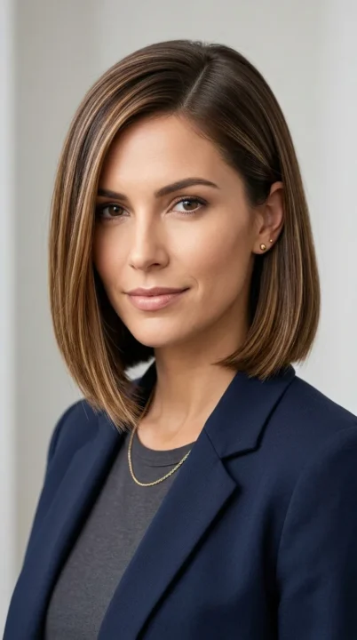 Sleek Side Part Bob And Soft Highlights