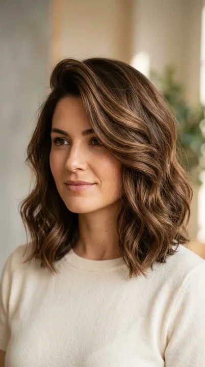 Voluminous Side Part Lob And Soft Waves